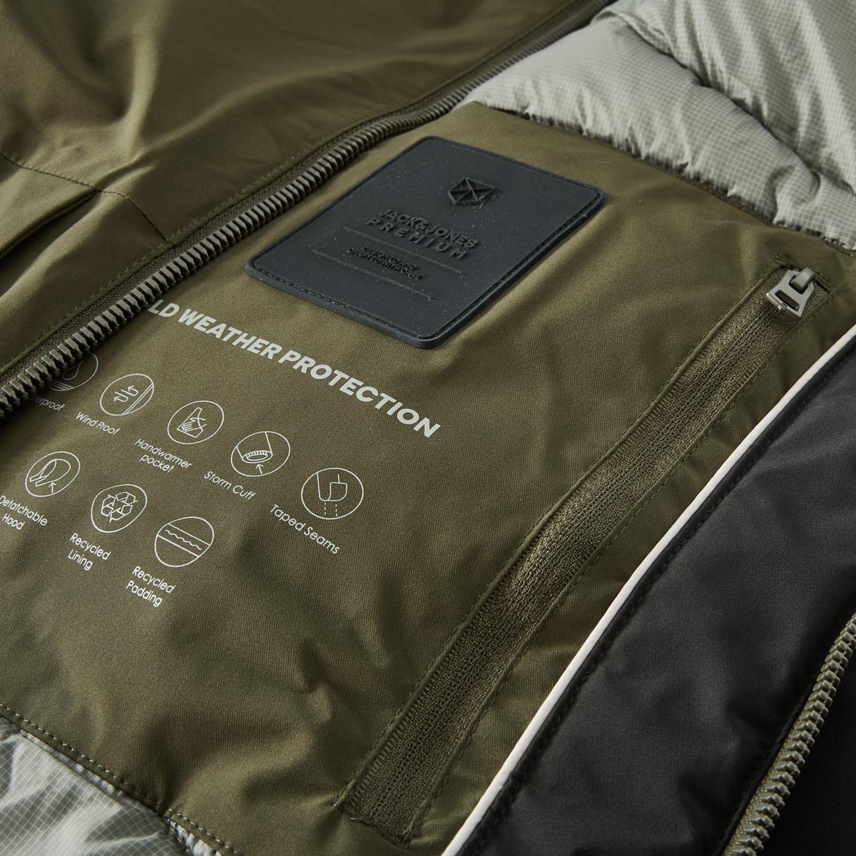 Jack&Jones Wattierte Jacke, wind- und wasserdicht oliv