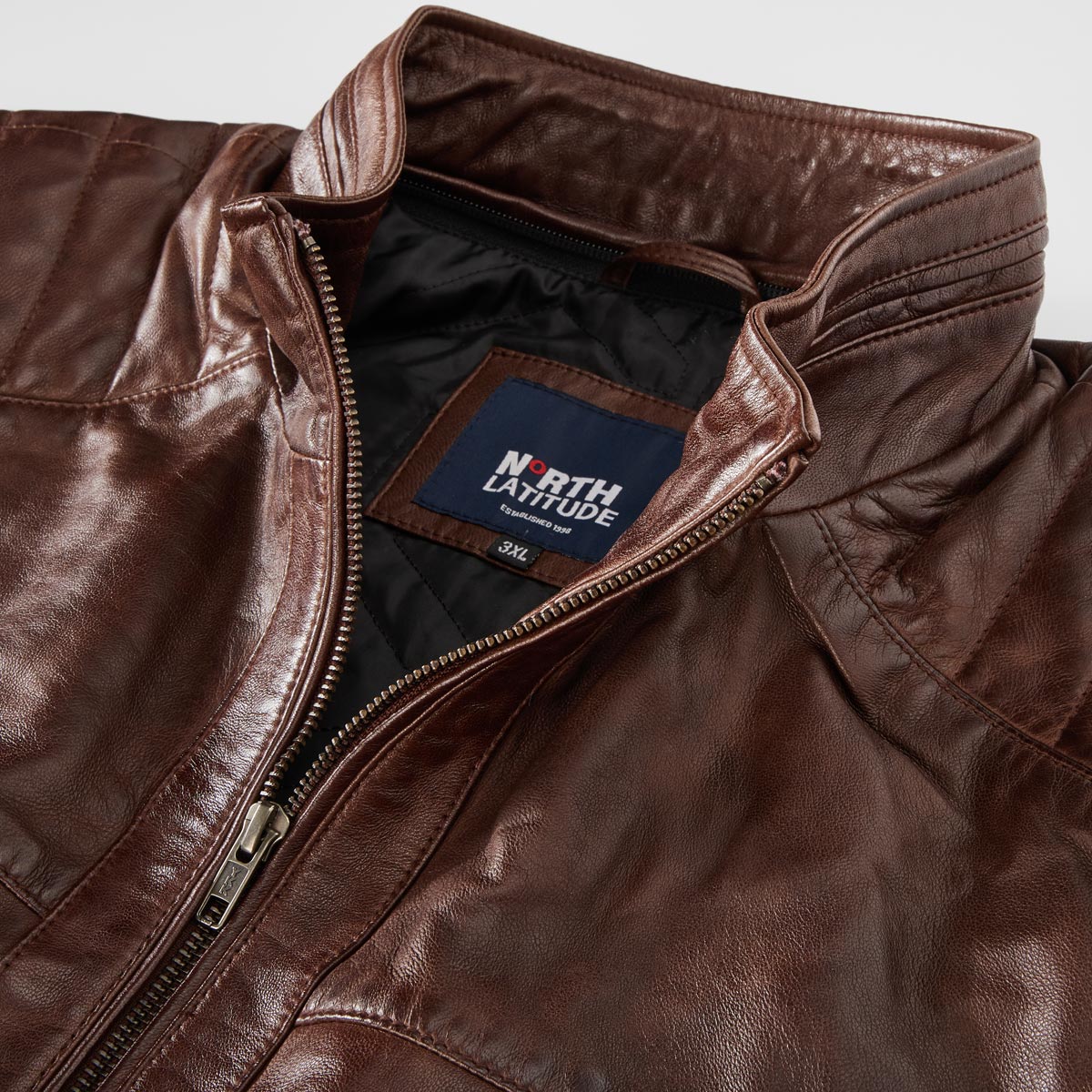 North Lederjacke im Biker-Stil dunkelbraun