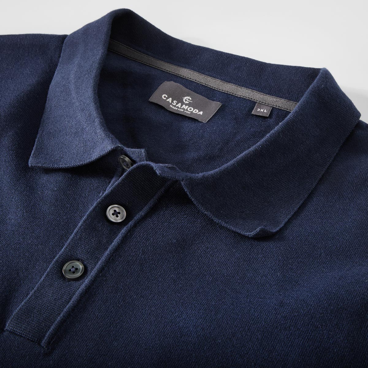 CASA MODA Feinstrick-Poloshirt marine