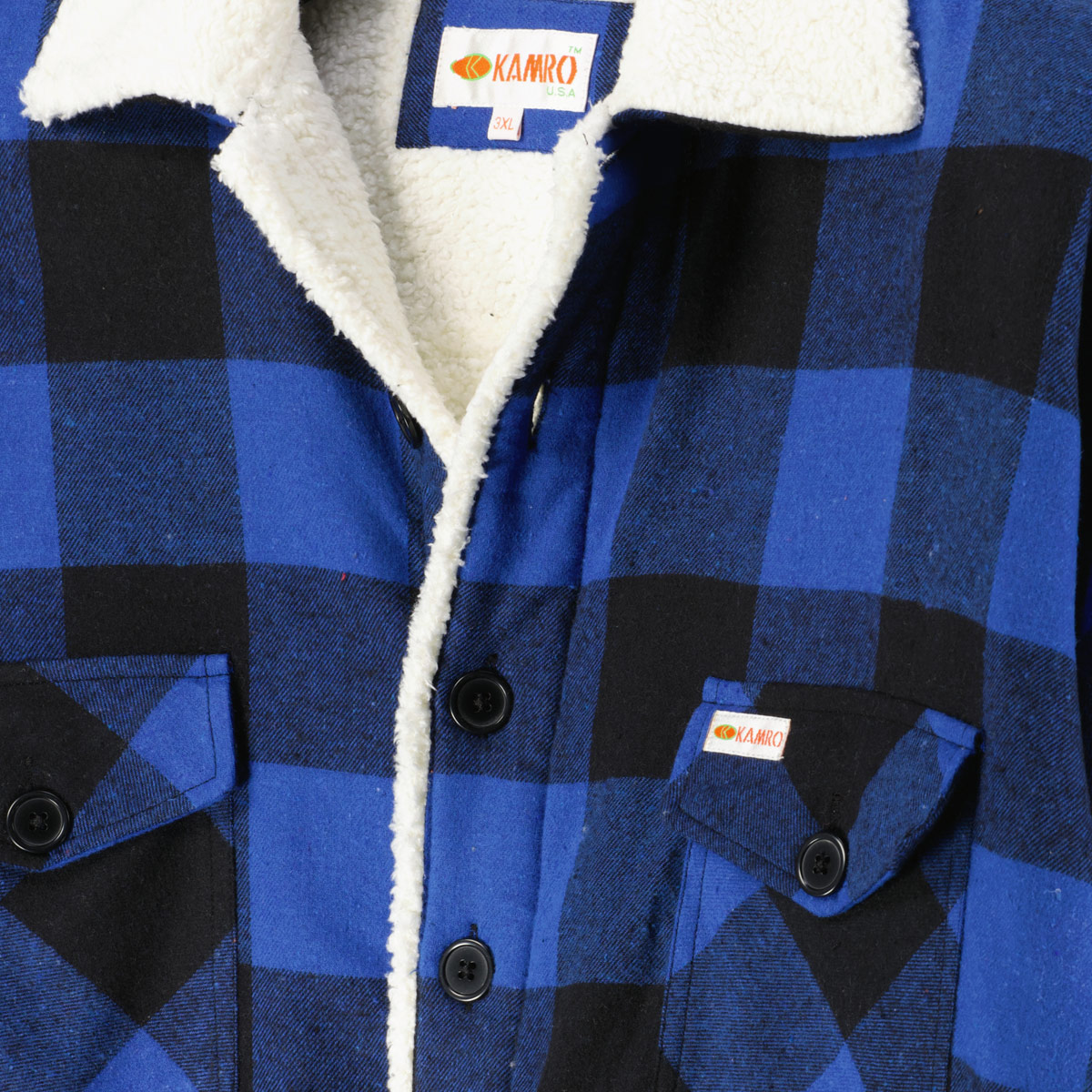 Kamro Gefütterte Hemdjacke im Holzfäller-Stil blau