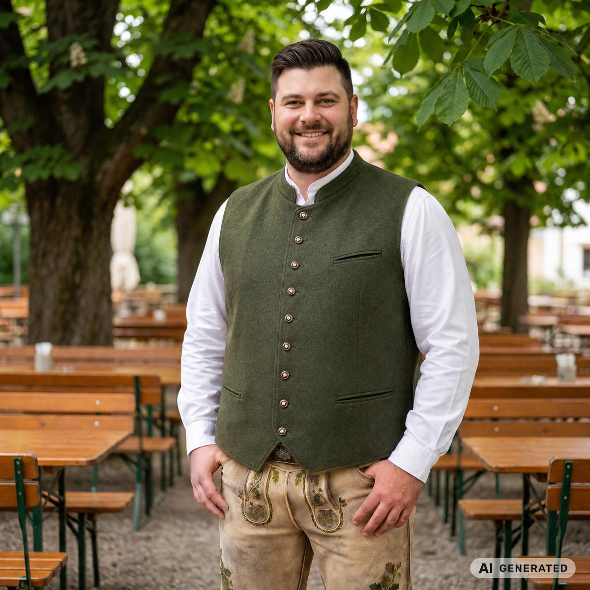 Hammerschmid Trachtenweste "Max"  aus Wollmischung oliv