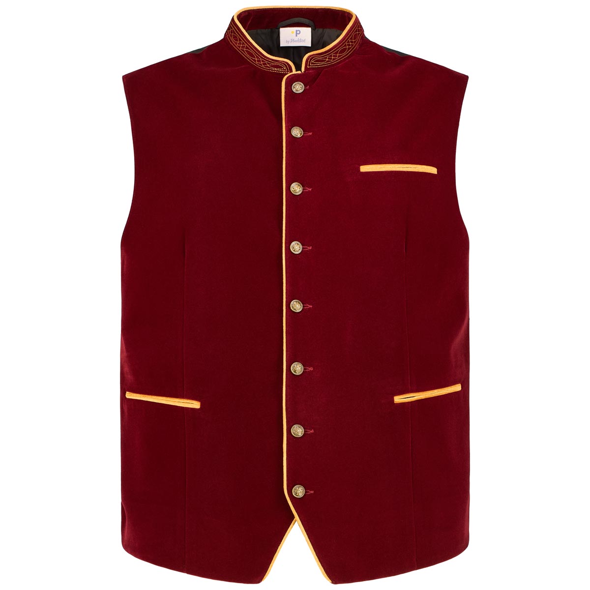 Pfundskerl Trachtenweste aus Samt dunkelrot