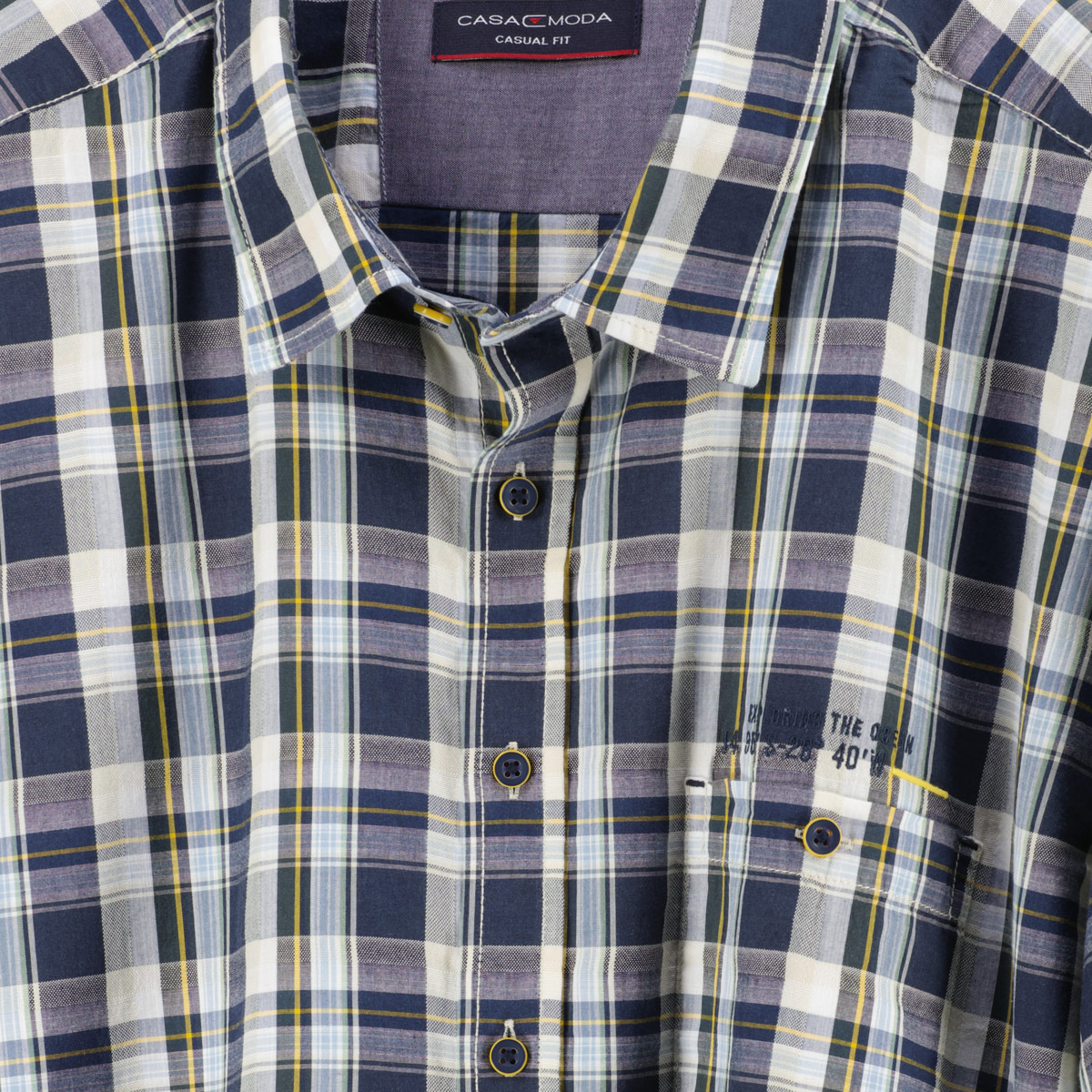 CASA MODA Kariertes Freizeithemd, Short Style blau