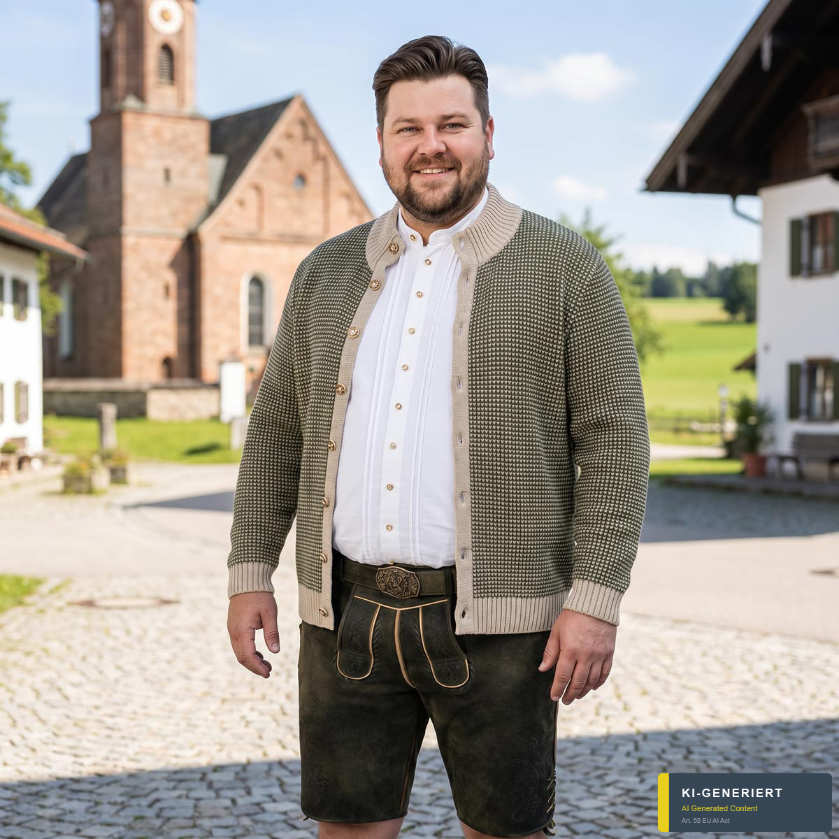 Orbis Trachten-Strickjacke mit Struktur grün