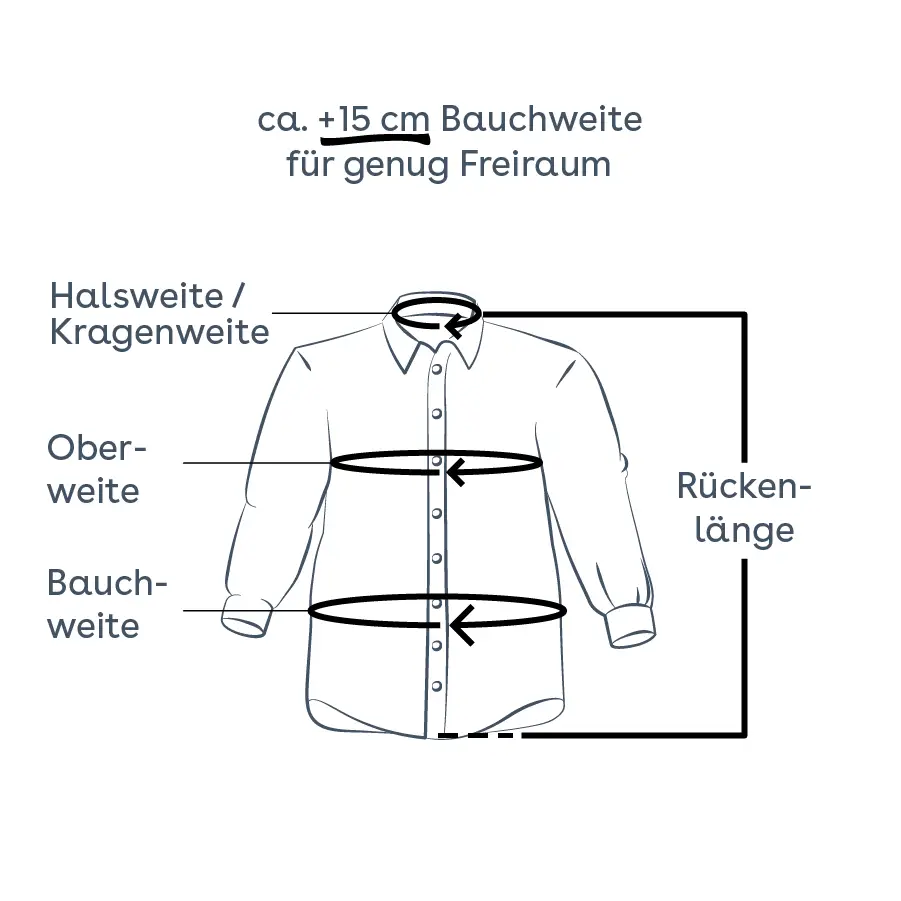 Hemd richtig messen – Kragenweite, Brustweite und Bauchweite bestimmen