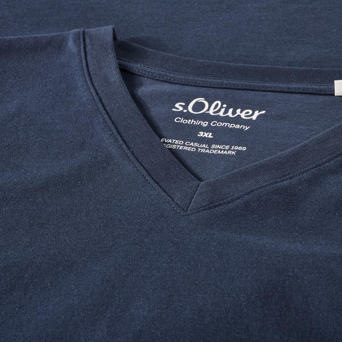 s.Oliver Basic-T-Shirt mit V-Ausschnitt Farbe blau Größe: 4XL günstig online kaufen