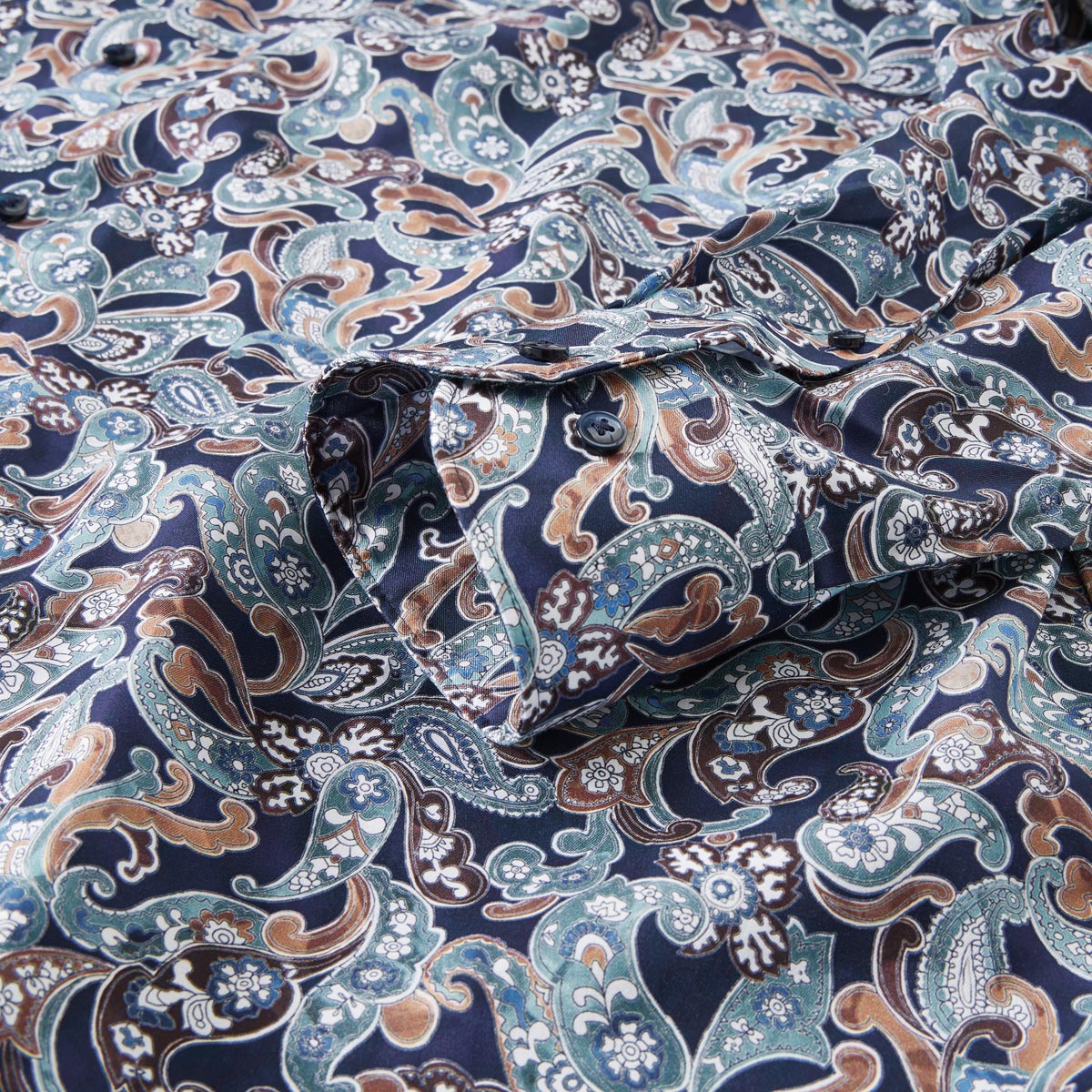 Olymp Businesshemd mit floralem Muster, bügelfrei jeansblau
