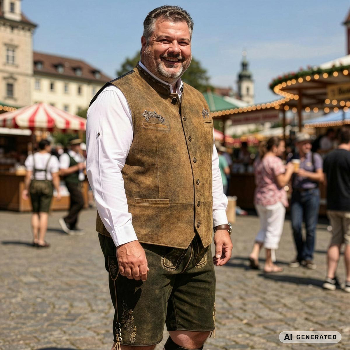 Pfundskerl Trachtenweste aus Ziegenvelour beige
