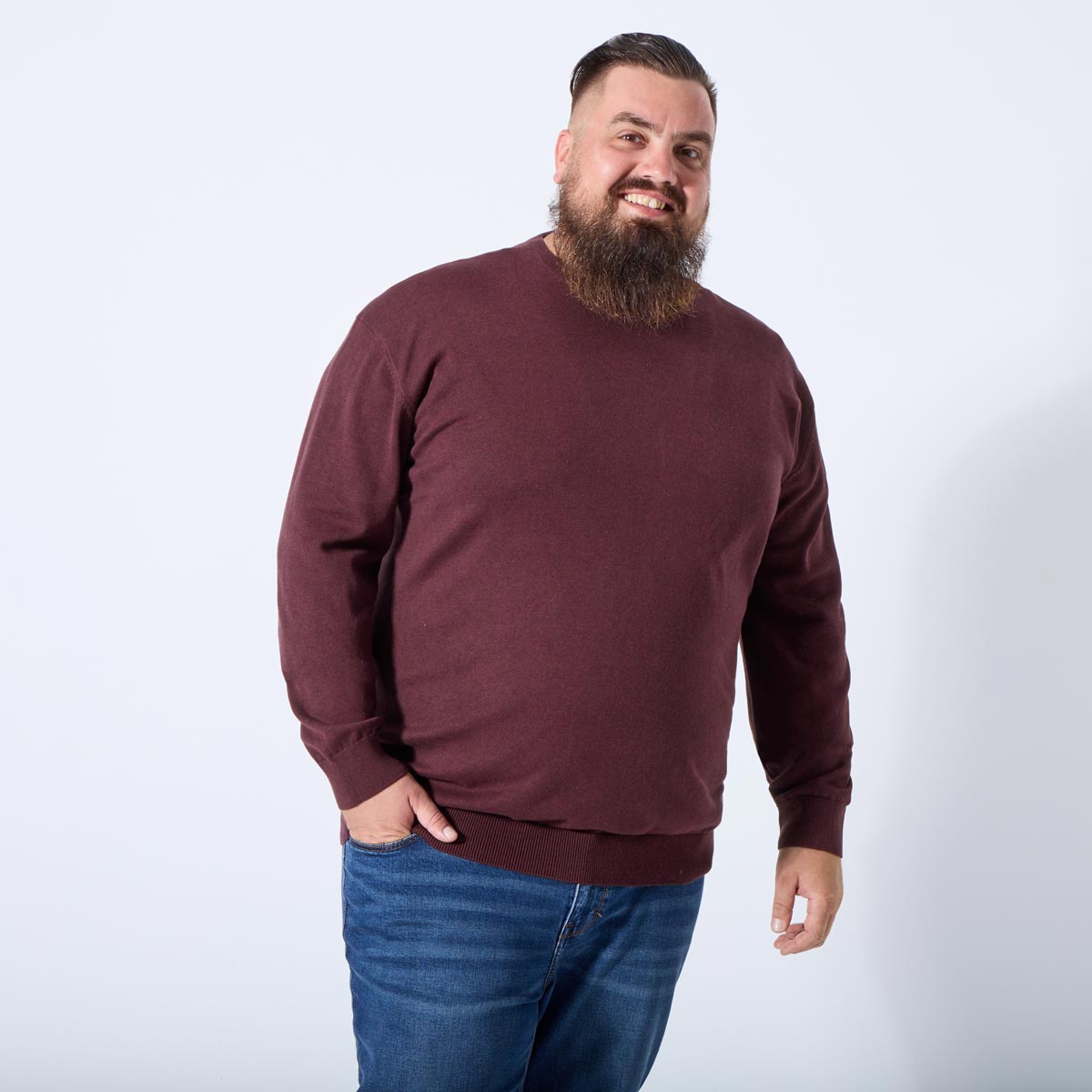 Pfundskerl Feinstrickpullover aus Baumwolle weinrot