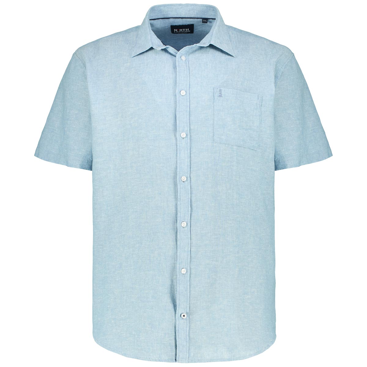 North Freizeithemd mit Leinen Farbe mittelblau Größe: 5XL günstig online kaufen