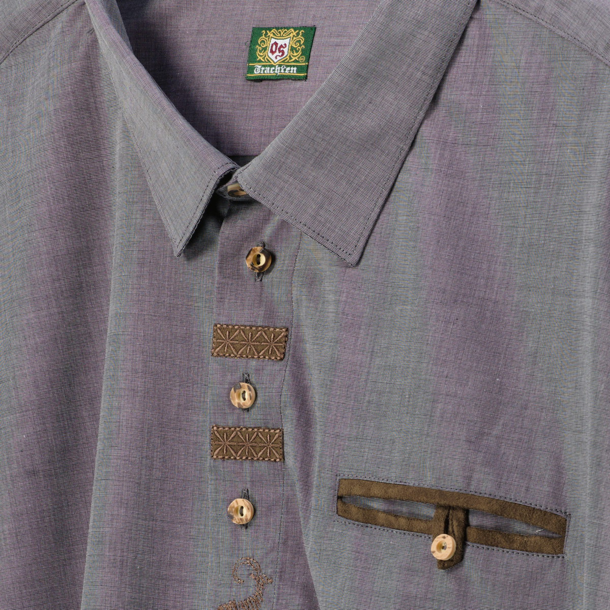 Orbis Trachtenhemd mit Krempelärmeln grau