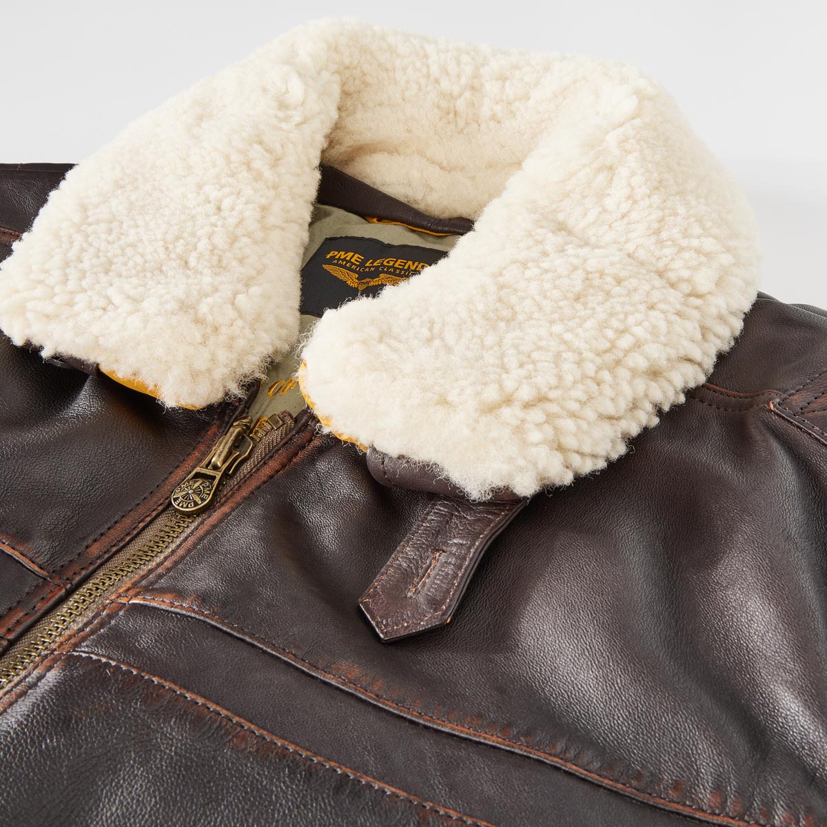 PME LEGEND Lederblouson im Aviator-Stil braun