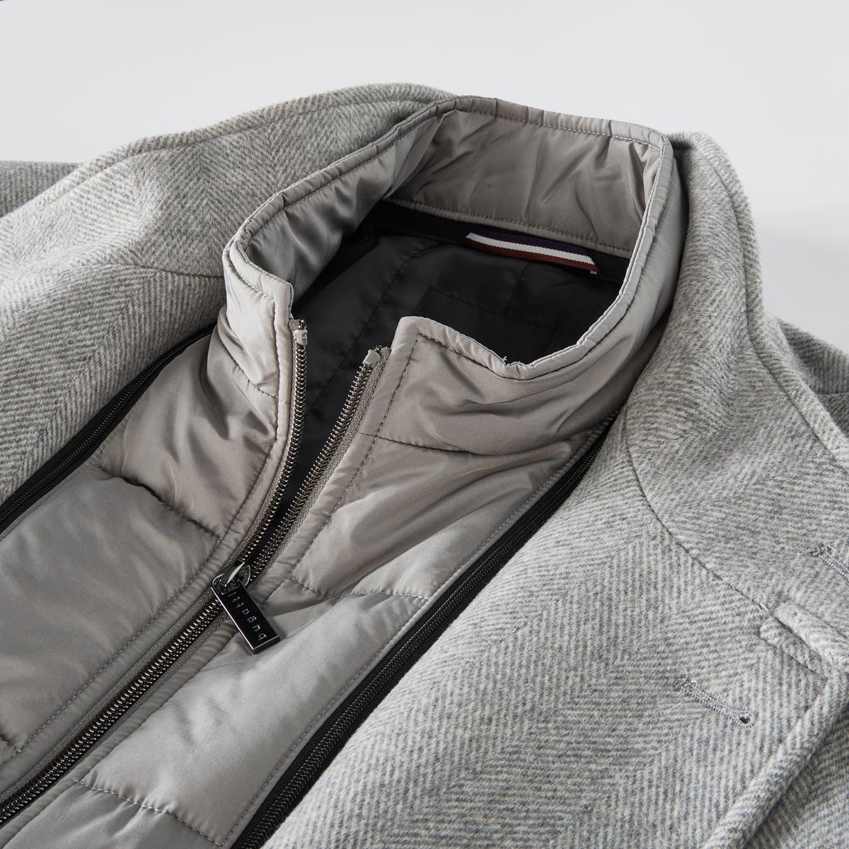 bugatti Wollmantel mit heraustrennbarem Westeneinsatz hellgrau