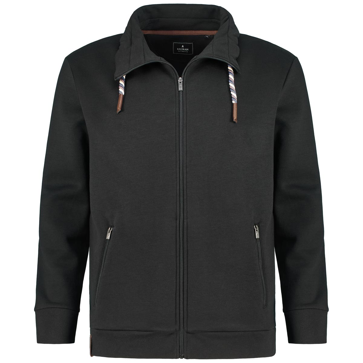 RAGMAN Sweatjacke aus Baumwollmischung Farbe schwarz Größe: 3XL günstig online kaufen