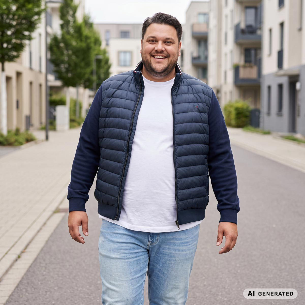 Tommy Hilfiger Sweatjacke mit Stepp-Einsatz marine