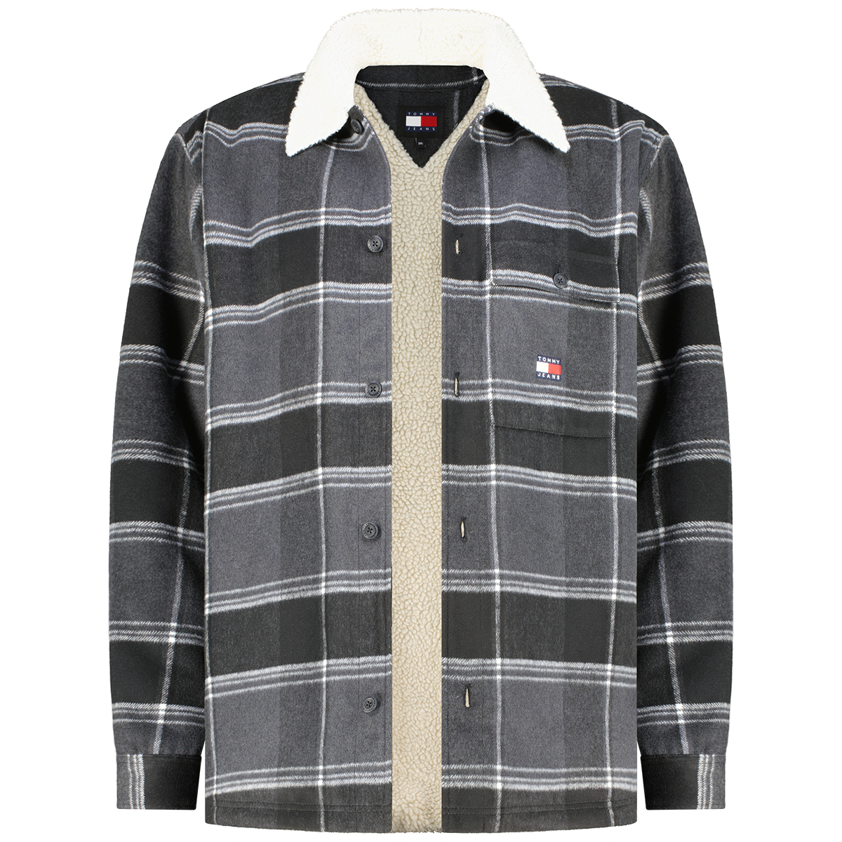 Tommy Jeans Hemdjacke mit Teddyfell schwarz