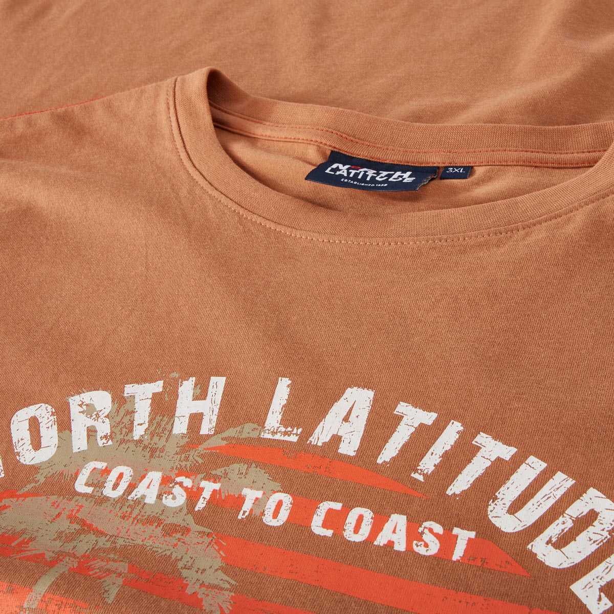 North T-Shirt mit Motiv-Print Farbe rost Größe: 3XL günstig online kaufen