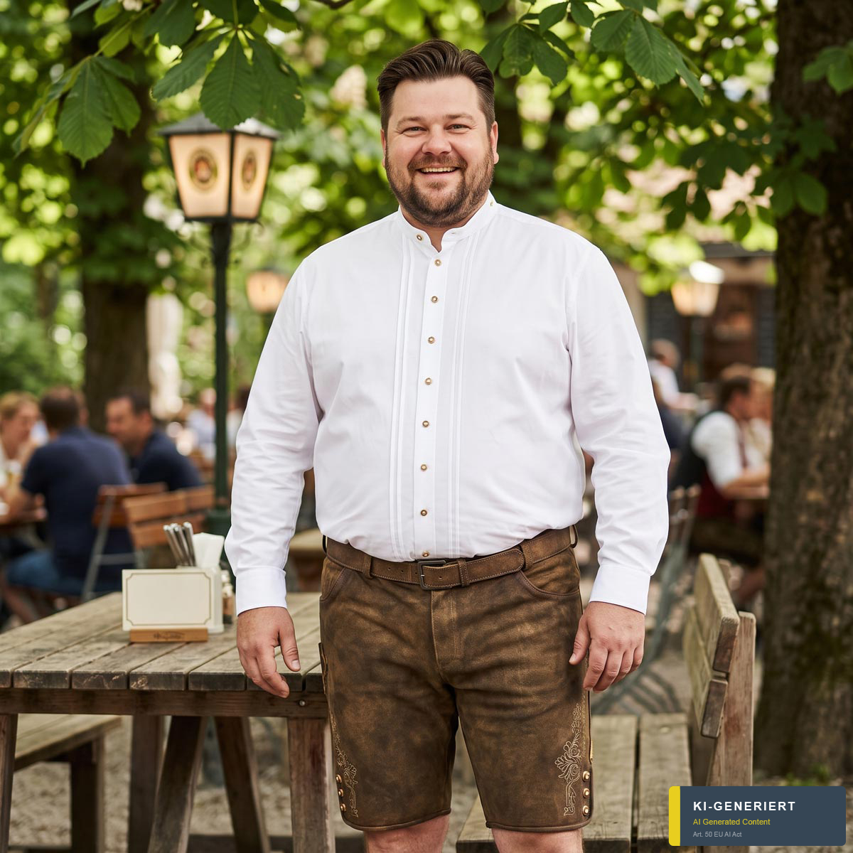 Maddox Kurze Lederhose ohne Latz dunkelbraun