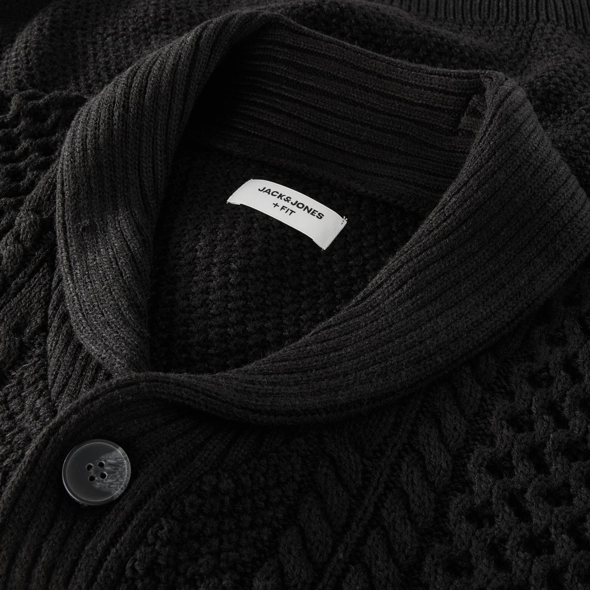 Jack&Jones Strickjacke aus Baumwoll-Acryl-Mischung schwarz