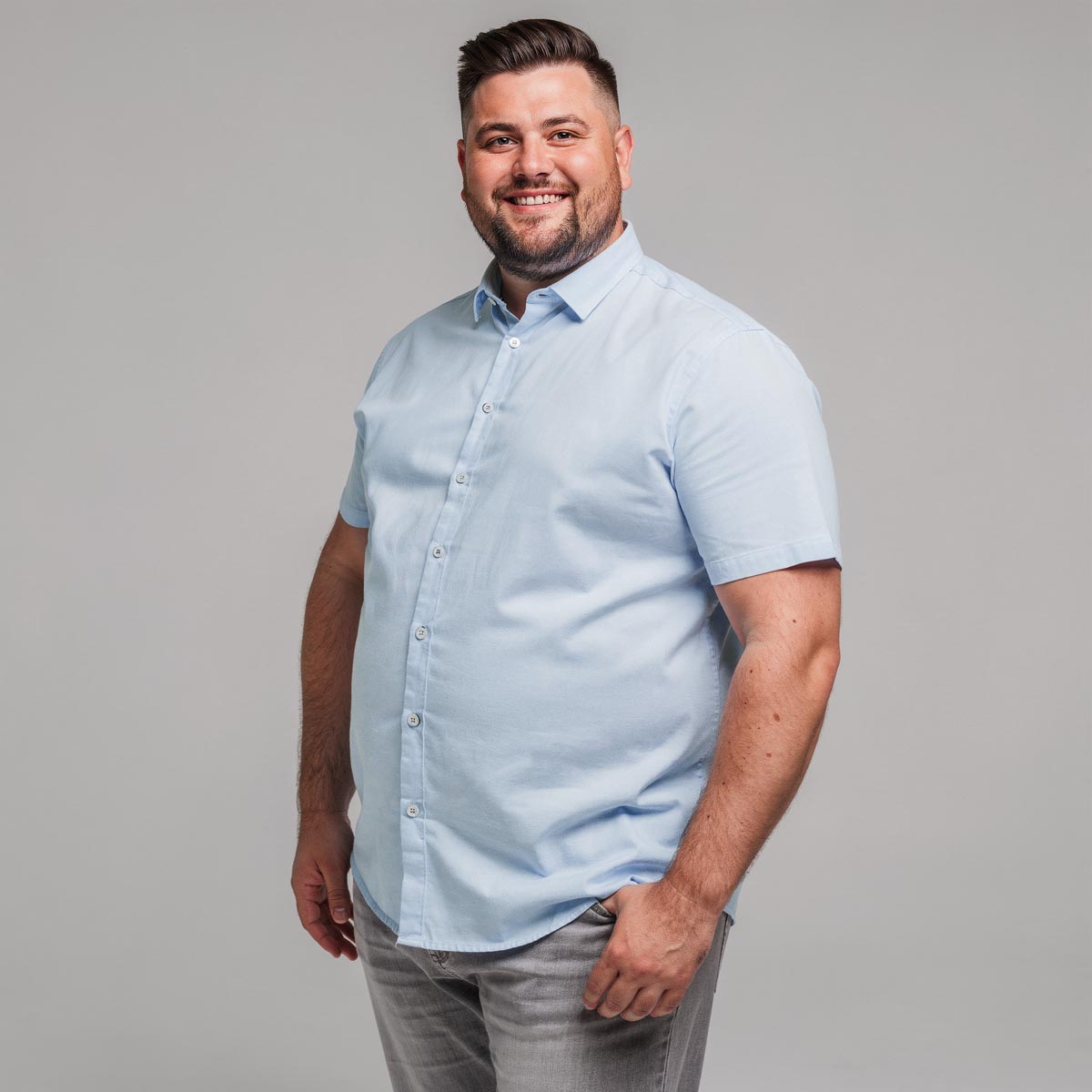Pfundskerl Freizeithemd mit Leinen hellblau