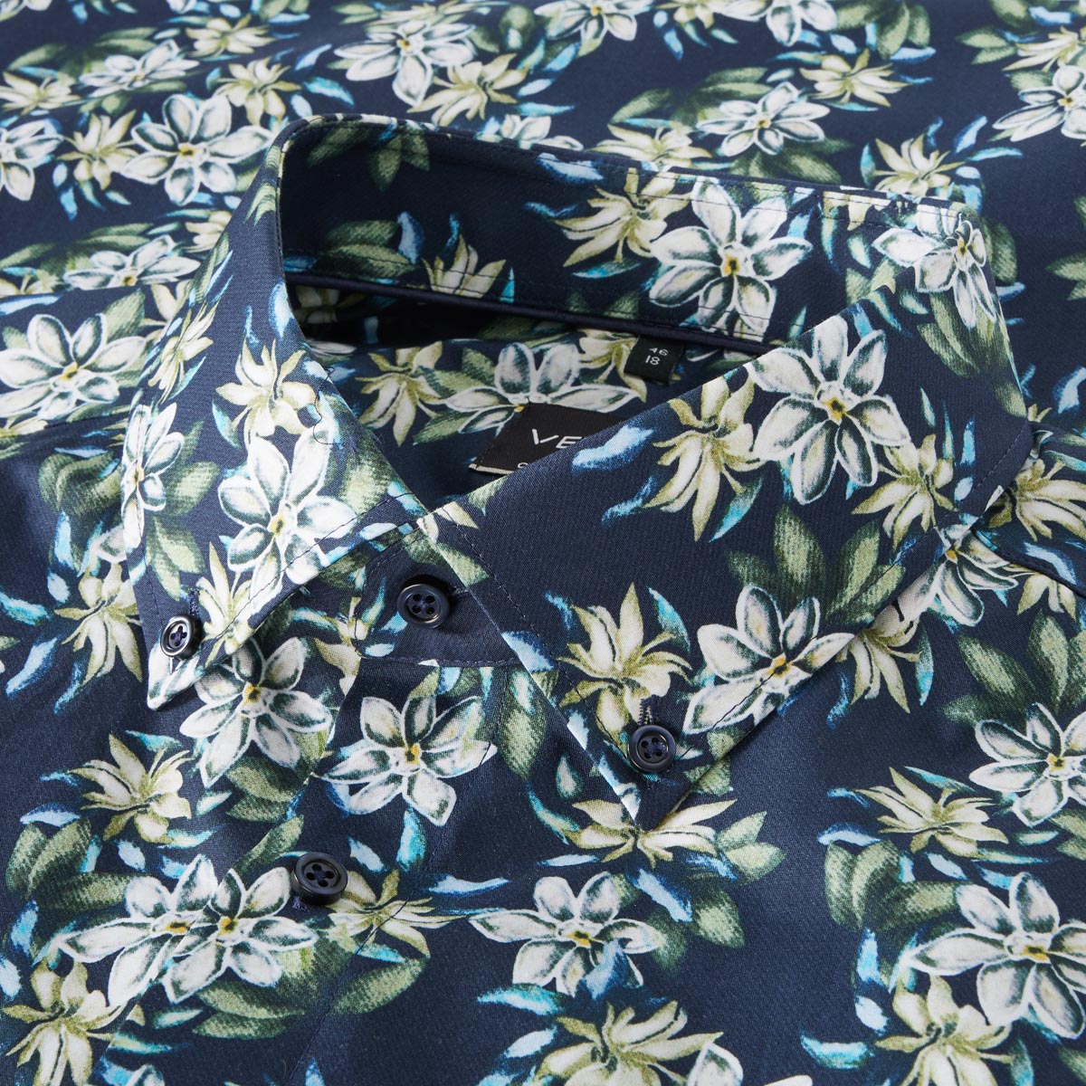 VENTI Businesshemd mit floralem Muster blau