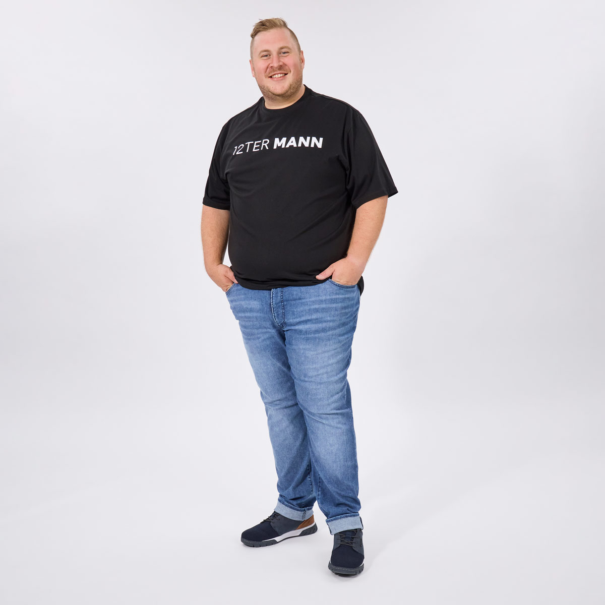 Pfundskerl Motto T-Shirt "12ter Mann" schwarz