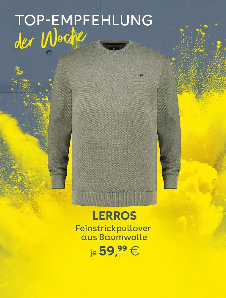 Grüner Feinstrickpullover aus Baumwolle von Lerros, Top-Empfehlung der Woche.