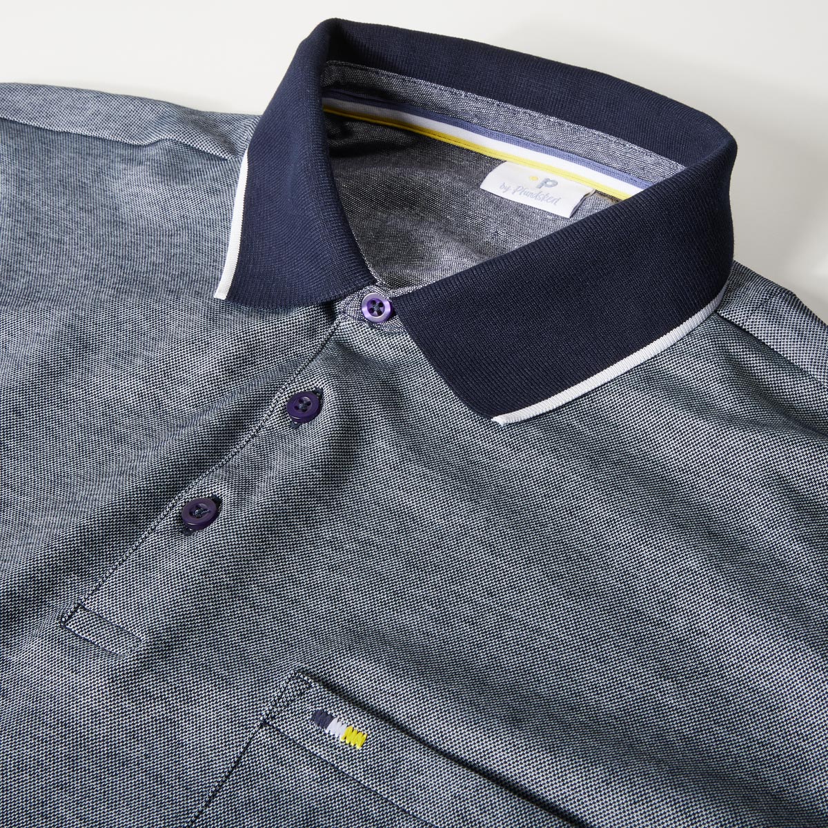 Pfundskerl Langarm-Poloshirt aus Piqué in Two-Tone-Optik dunkelblau