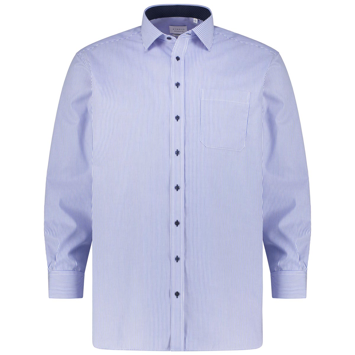 ETERNA Businesshemd aus Biobaumwolle, langarm, bügelfrei blau/weiß