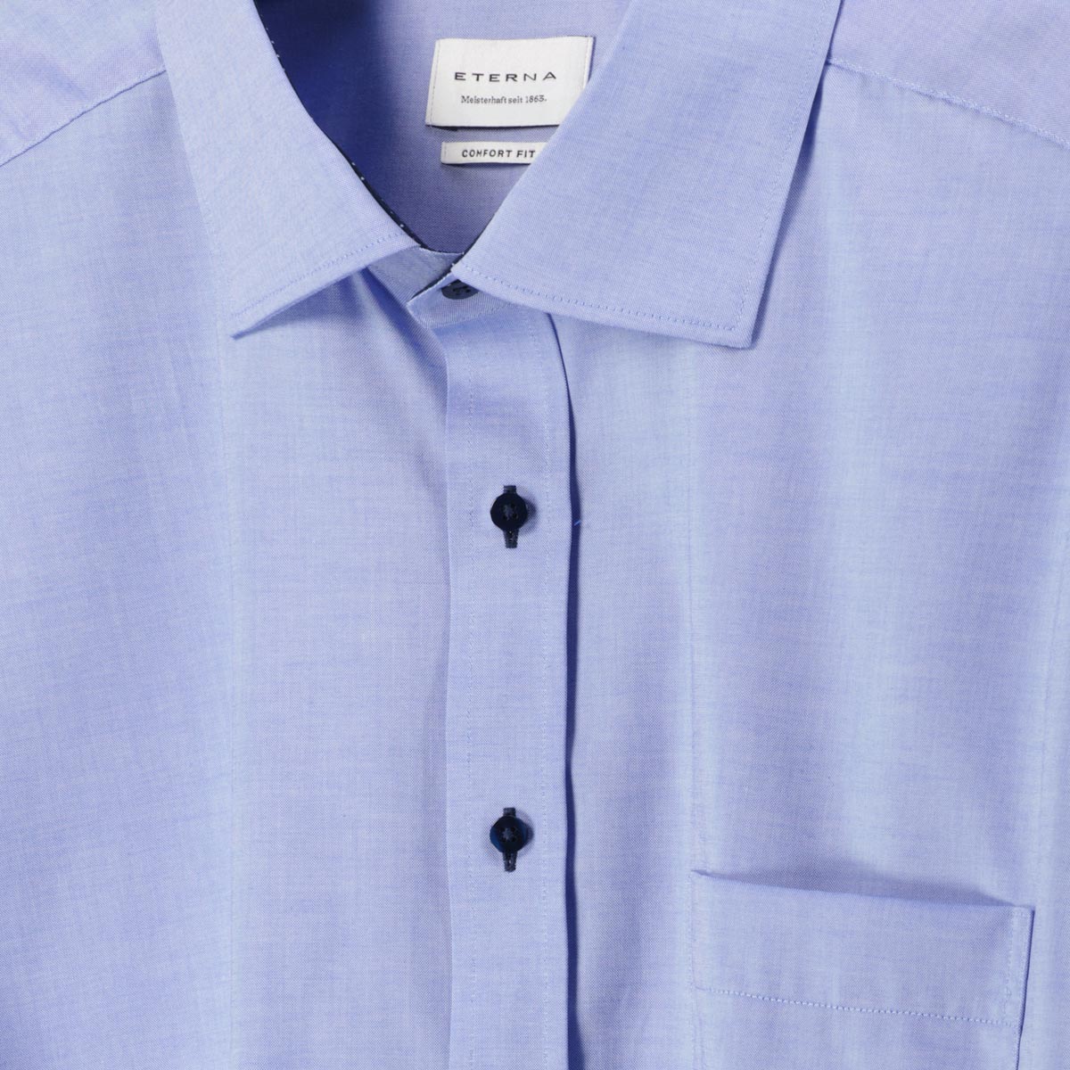 ETERNA Businesshemd mit Kontrastdetails, bügelfrei, langarm mittelblau ETERNA Businesshemd mit Kontrastdetails, bügelfrei, langarm mittelblau