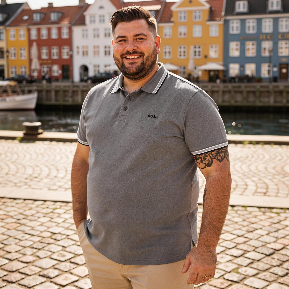 BOSS Poloshirt mit Kontrastdetails anthrazit