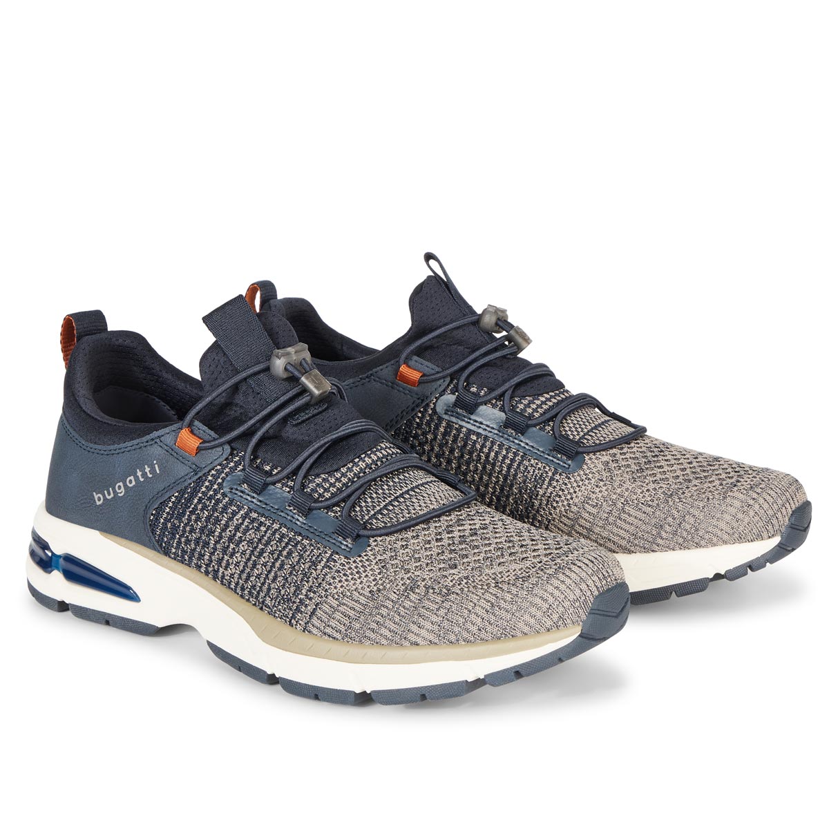 bugatti Sneaker mit elastischen Schnürsenkeln blau/grau