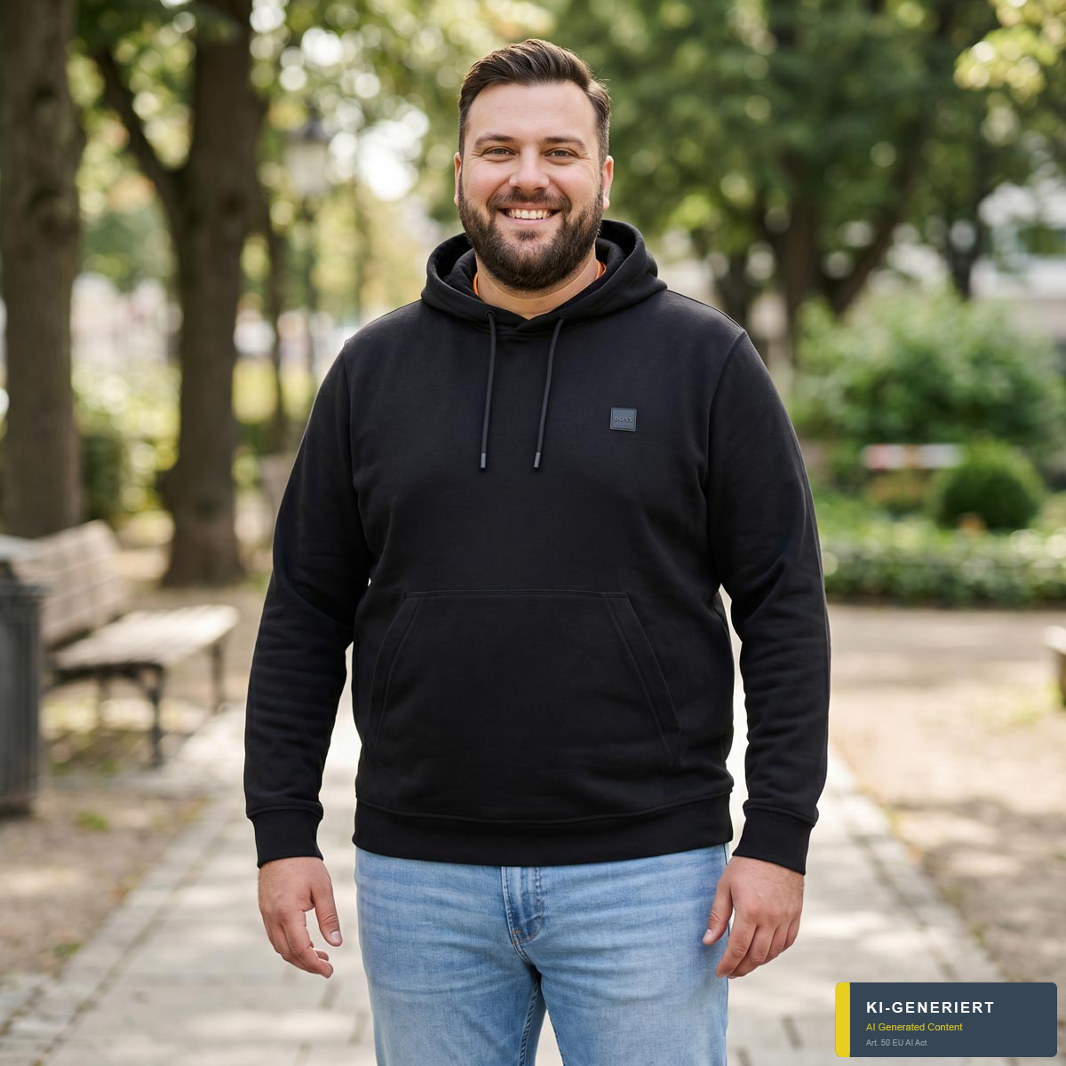 BOSS Hoodie aus Biobaumwolle schwarz