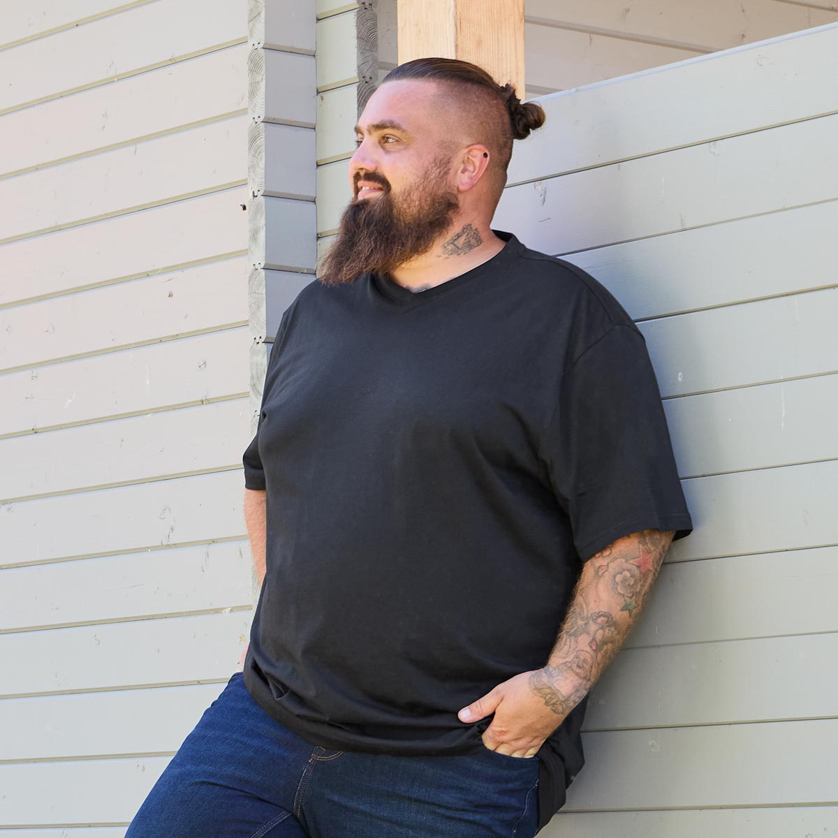 Pfundskerl Doppelpack T-Shirt mit V-Ausschnitt schwarz