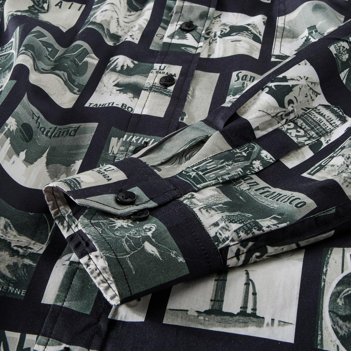 Kamro Freizeithemd mit Allover-Muster schwarz