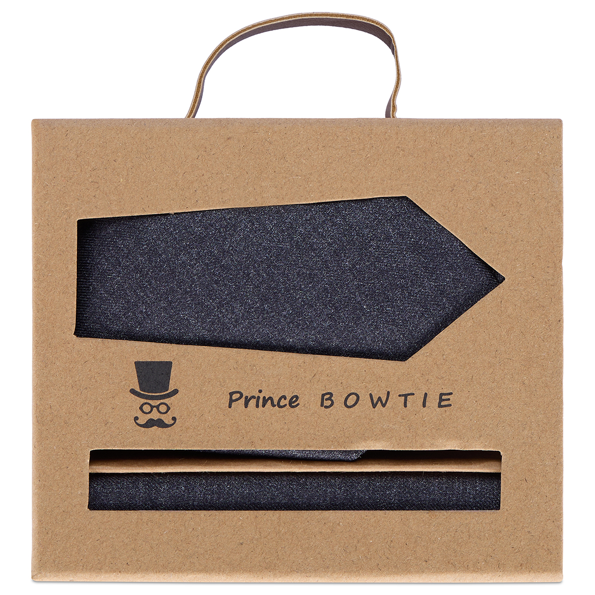 Prince BOWTIE Extralange Krawatte und Einstecktuch im Set anthrazit