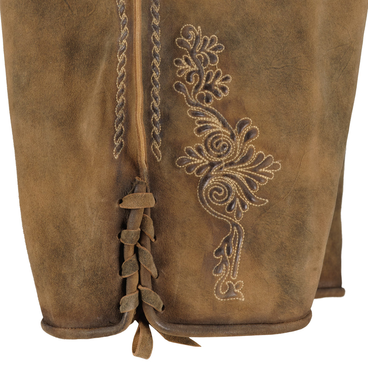 Maddox Kurze Lederhose ohne Latz braun