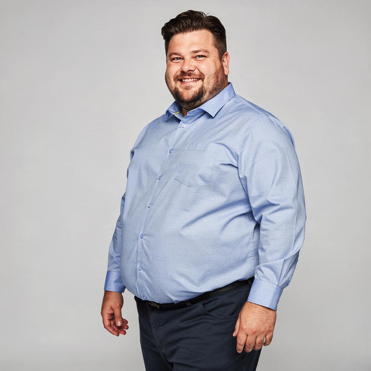 Pfundskerl Businesshemd aus reiner Baumwolle hellblau