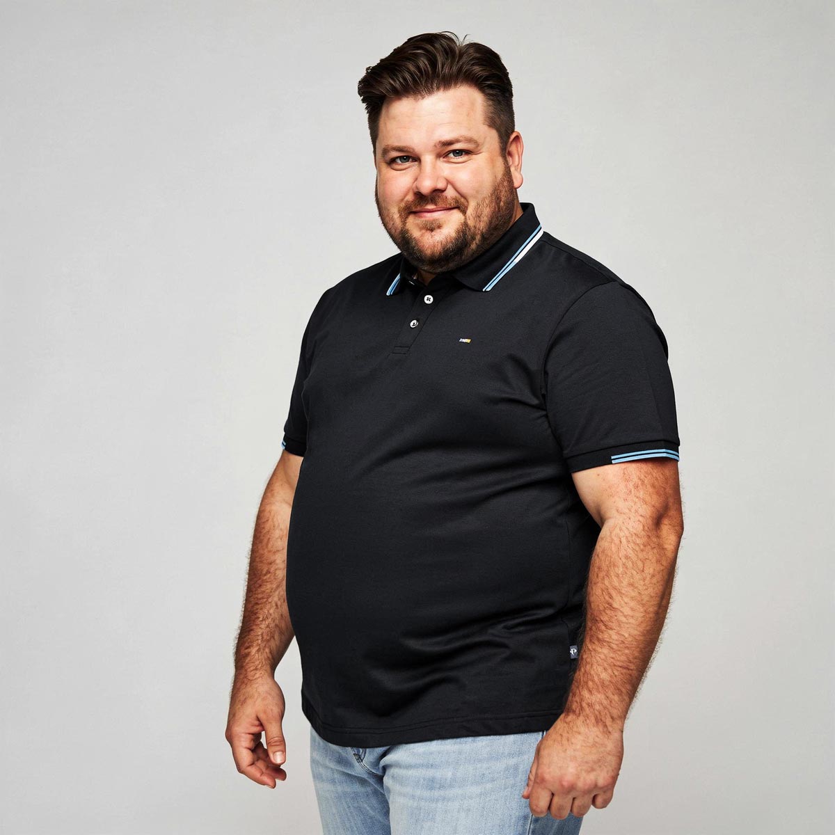 Pfundskerl Funktions-Poloshirt mit Kontrastdetails, schnelltrocknend schwarz