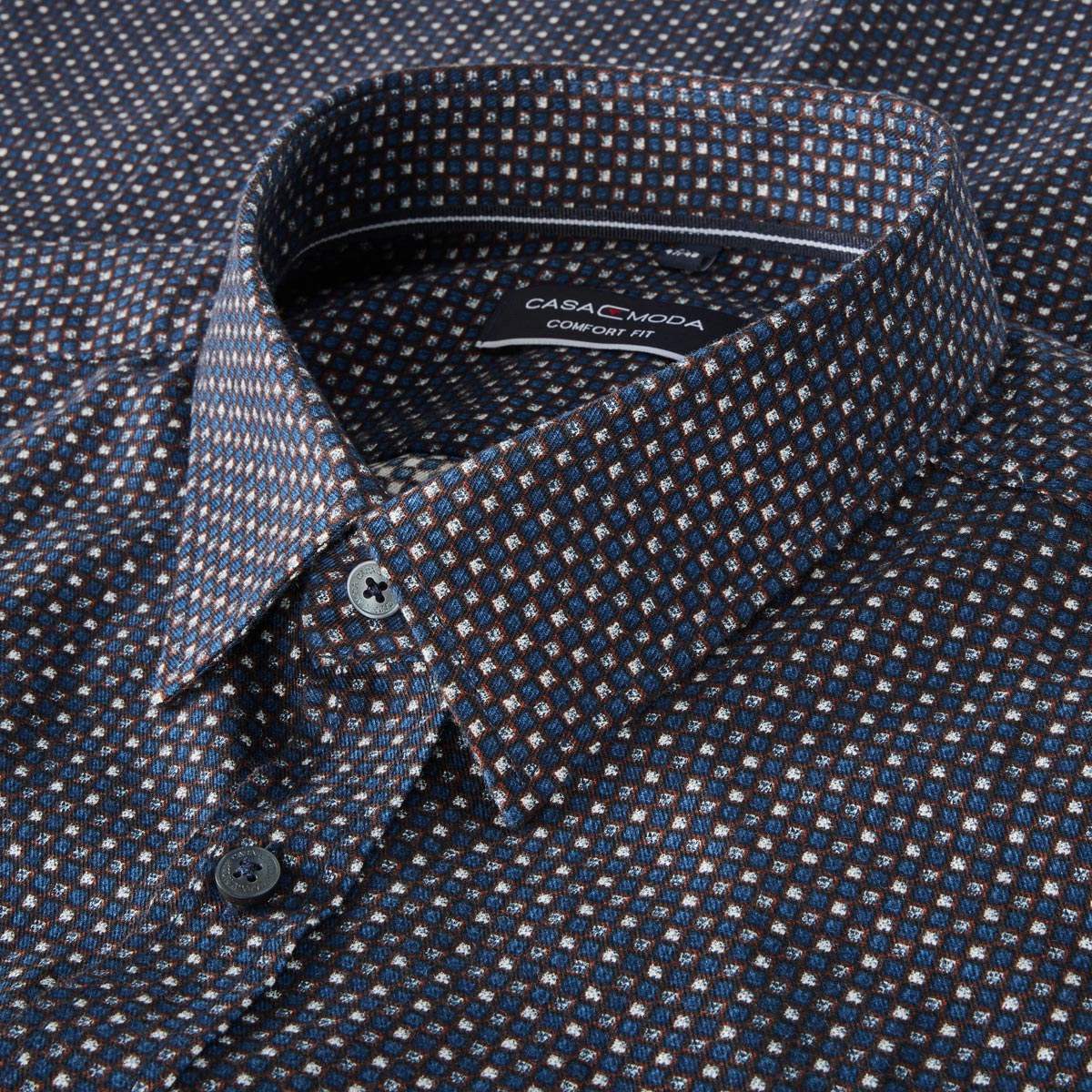 CASA MODA Freizeithemd mit Allover-Muster blau