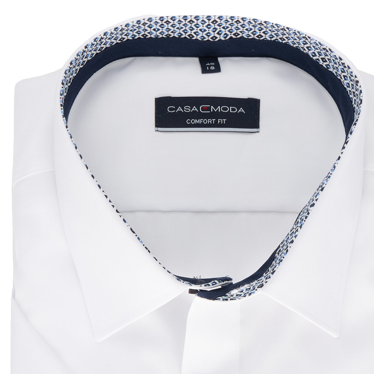 CASA MODA Businesshemd mit Kontrastdetails, kurzarm, bügelfrei weiß