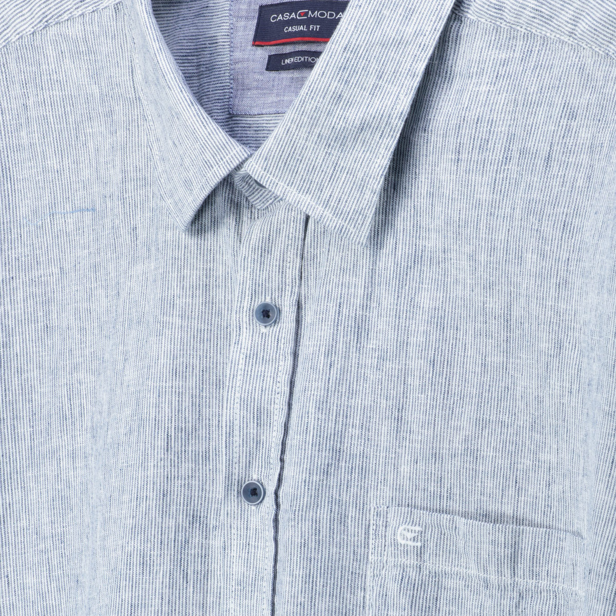 CASA MODA Freizeithemd aus Leinenmischung, Short Style blau