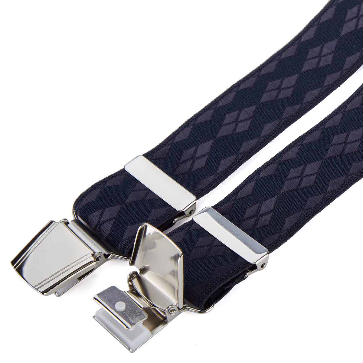 Lindenmann Extrabreiter Hosenträger mit feinem Rautenmuster blau