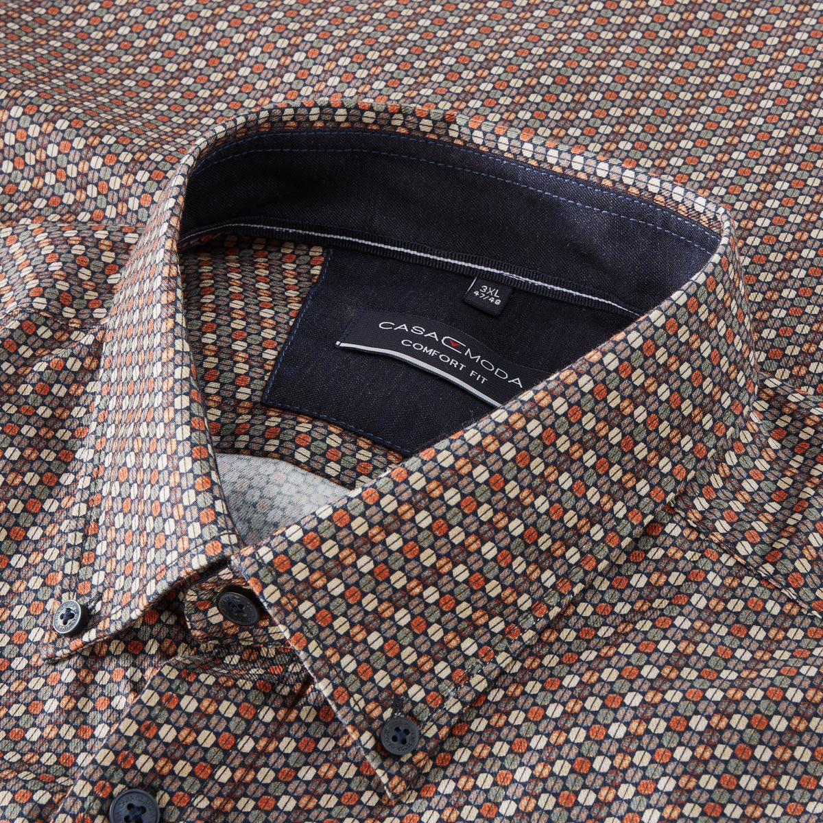 CASA MODA Freizeithemd mit Allover-Muster braun