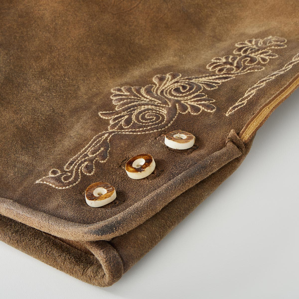 Maddox Kurze Lederhose ohne Latz braun