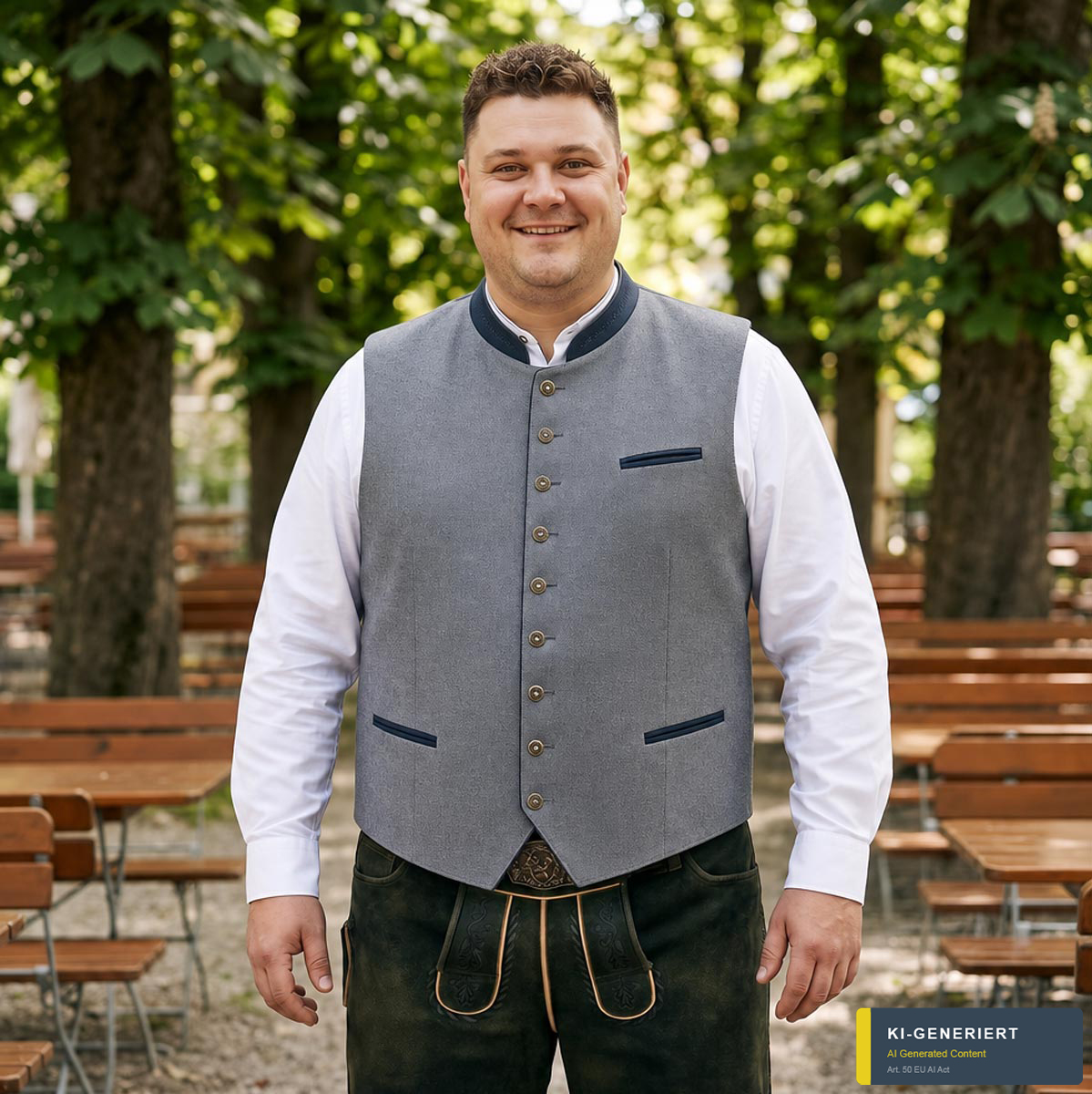 Weis Trachtenweste mit Bambus grau