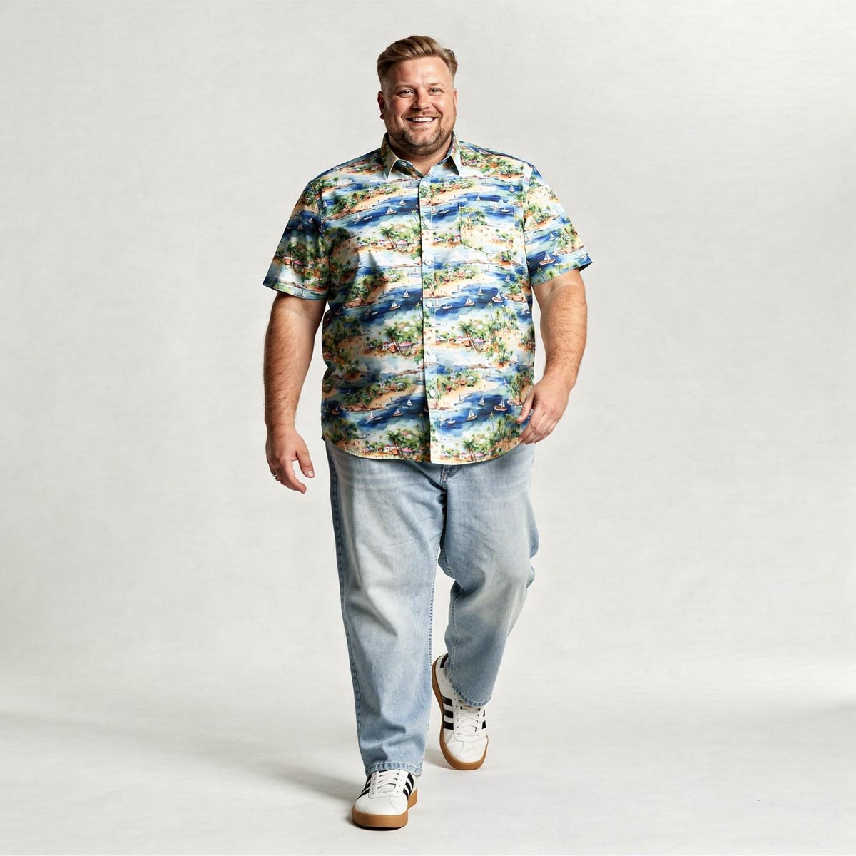 Pfundskerl Freizeithemd mit Allover-Muster dunkelblau