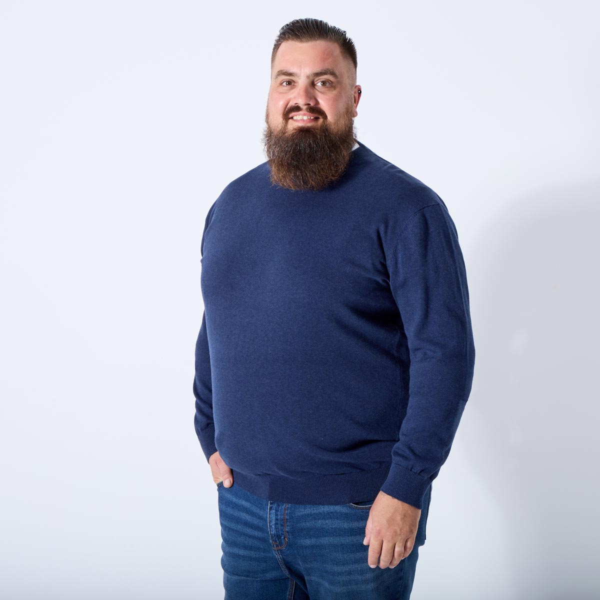 Pfundskerl Feinstrickpullover aus Baumwolle marine