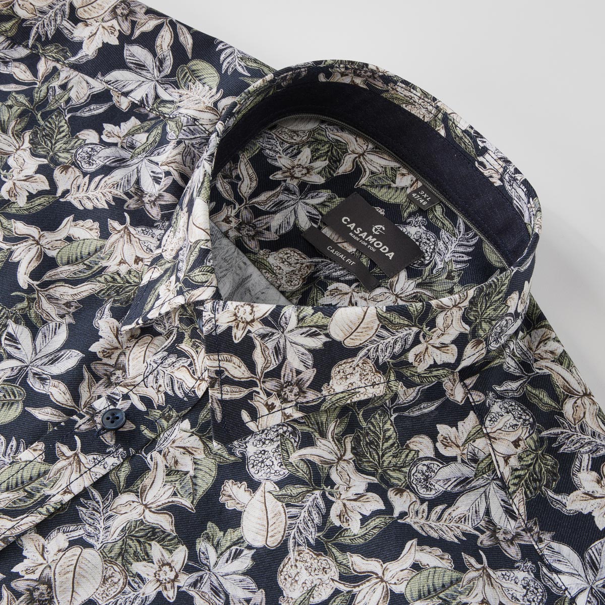 CASA MODA Bügelleichtes Freizeithemd mit Floral-Print grün