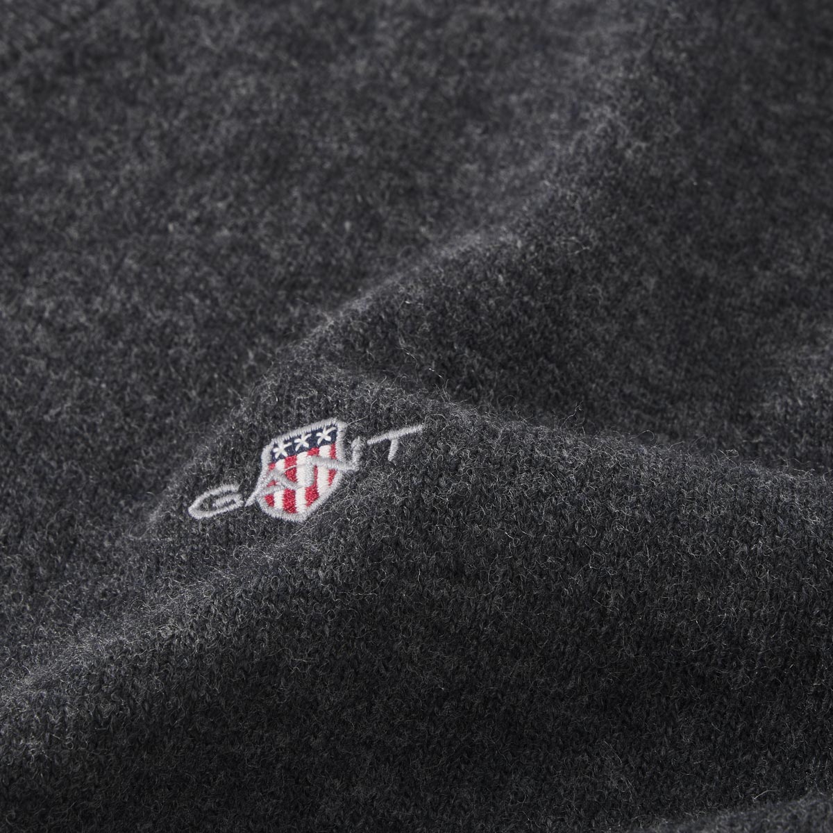 Gant Feinstrickpullover mit Lammwolle anthrazit